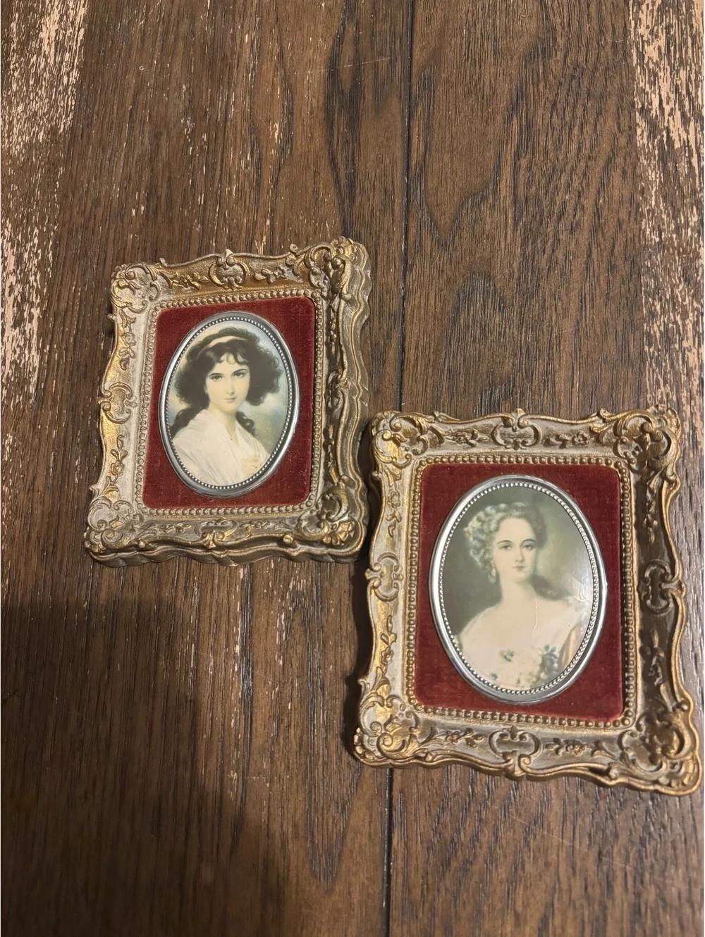 Vintage Mini Cameo Creations Pair Hubak Lady & Mrs Chaplin Plaster Frames
